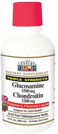 Glucosamine 1500 mg Chondroitin 1200 mg, Raspberry Flavored Liquid, 16 fl oz (480 ml) by 21st Century-Kosttillskott, Glukosamin Kondroitin, Glukosamin Och Kondroitin Vätska