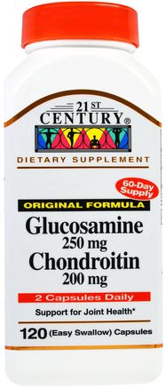 Glucosamine 250 mg Chondroitin 200 mg, Original Formula, 120 (Easy Swallow) Capsules by 21st Century-Kosttillskott, Glukosamin Kondroitin
