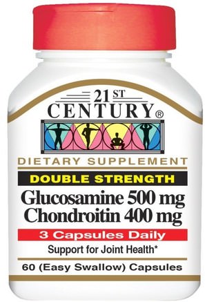 Glucosamine 500 mg Chondroitin 400 mg, Double Strength, 60 (Easy Swallow) Capsules by 21st Century-Kosttillskott, Glukosamin Kondroitin