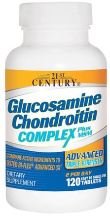 Glucosamine Chondroitin Complex Plus MSM, Advanced Triple Strength, 120 Tablets by 21st Century-Kosttillskott, Glukosamin