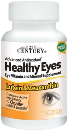 Healthy Eyes, Lutein & Zeaxanthin, 60 Capsules by 21st Century-Kosttillskott, Antioxidanter, Lutein, Karotenoider, Zeaxanthin