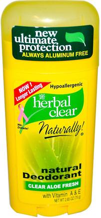 Herbal Clear, Natural Deodorant, Clear Aloe Fresh, 2.65 oz (75 g) by 21st Century-Bad, Skönhet, Deodorant
