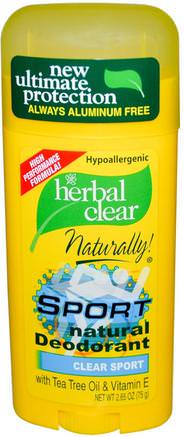 Herbal Clear Naturally!, Sport Natural Deodorant, Clear Sport, 2.65 oz (75 g) by 21st Century-Bad, Skönhet, Deodorant