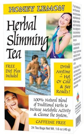 Herbal Slimming Tea, Honey Lemon, Caffeine Free, 24 Tea Bags, 1.6 oz (45 g) by 21st Century-Mat, Örtte, Viktminskning, Kost