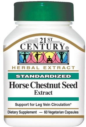 Horse Chestnut Seed Extract, Standardized, 60 Veggie Caps by 21st Century-Örter, Hästkastanj