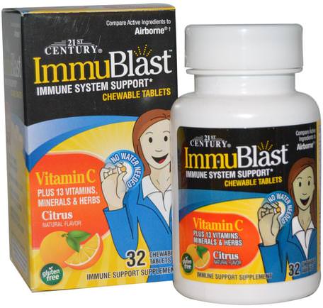 ImmuBlast, Citrus, 32 Chewable Tablets by 21st Century-Hälsa, Kall Influensa Och Virus, Immunförsvar