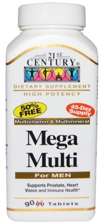 Mega Multi, For Men, Multivitamin & Multimineral, 90 Tablets by 21st Century-Vitaminer, Män Multivitaminer