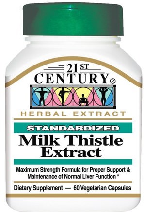 Milk Thistle Extract, 60 Veggie Caps by 21st Century-Hälsa, Detox, Mjölktistel (Silymarin)