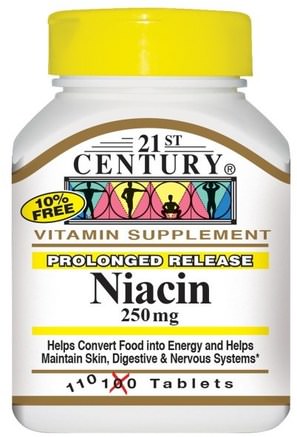 Niacin, 250 mg, 110 Tablets by 21st Century-Vitaminer, Vitamin B, Vitamin B3, Vitamin B3 - Niacin