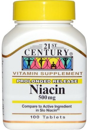 Niacin, Prolonged Release, 500 mg, 100 Tablets by 21st Century-Vitaminer, Vitamin B, Vitamin B3, Vitamin B3 - Niacin