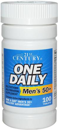 One Daily, Mens 50+, Multivitamin Multimineral, 100 Tablets by 21st Century-Vitaminer, Män Multivitaminer