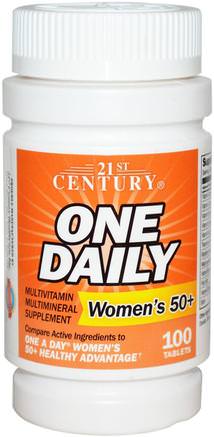 One Daily, Womans 50+, Multivitamin Multimineral, 100 Tablets by 21st Century-Vitaminer, Kvinnor Multivitaminer