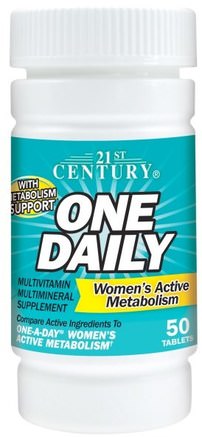 One Daily Womens Active Metabolism, 50 Tablets by 21st Century-Vitaminer, Kvinnor Multivitaminer