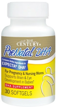 PreNatal DHA, 30 Softgels by 21st Century-Kosttillskott, Efa Omega 3 6 9 (Epa Dha), Dha, Hälsa, Graviditet