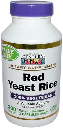 Red Yeast Rice, 300 Capsules by 21st Century-Kosttillskott, Rött Jästris