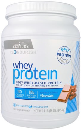 ReNourish, Whey Protein, Chocolate Flavor, 16 oz (454 g) by 21st Century-Kosttillskott, Vassleprotein, Sportprotein