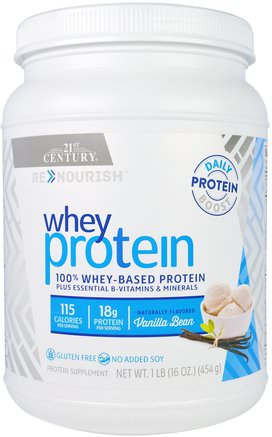 Renourish, Whey Protein, Vanilla Bean, 16 oz (454 g) by 21st Century-Kosttillskott, Vassleprotein, Sportprotein