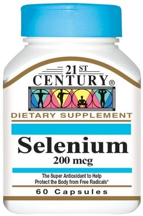 Selenium, 200 mcg, 60 Capsules by 21st Century-Kosttillskott, Antioxidanter, Selen