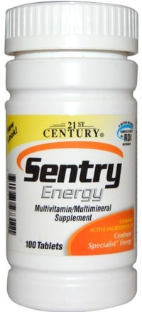 Sentry Energy, Multivitamin/Multimineral Supplement, 100 Tablets by 21st Century-Vitaminer, Multivitaminer, Vaktmästare