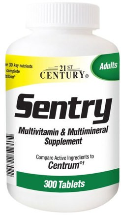 Sentry, Multivitamin & Multimineral Supplement, 300 Tablets by 21st Century-Vitaminer, Multivitaminer, Vaktmästare