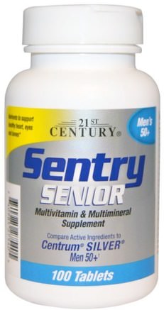 Sentry, Senior, Mens 50+, Multivitamin & Multimineral Supplement, 100 Tablets by 21st Century-Vitaminer, Multivitaminer - Seniorer, Vaktmästare