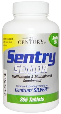 Sentry Senior, Multivitamin & Mineral Supplement, Adults 50+, 265 Tablets by 21st Century-Vitaminer, Multivitaminer - Seniorer, Vaktmästare
