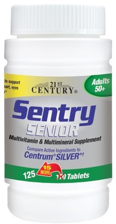 Sentry Senior, Multivitamin & Multimineral Supplement, Adults 50+, 125 Tablets by 21st Century-Vitaminer, Multivitaminer - Seniorer, Vaktmästare