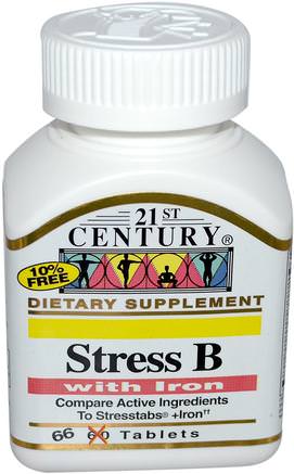 Stress B, with Iron, 66 Tablets by 21st Century-Vitaminer, Vitamin B-Komplex