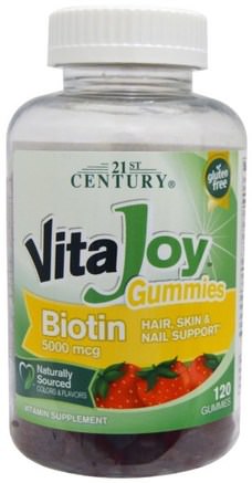 VitaJoy Biotin Gummies, 5000 mcg, 120 Gummies by 21st Century-Vitaminer, Vitamin B, Biotin, Kosttillskott, Gummier