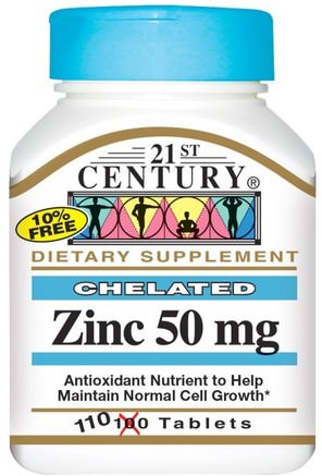 Zinc, 50 mg, 110 Tablets by 21st Century-Kosttillskott, Mineraler, Zink