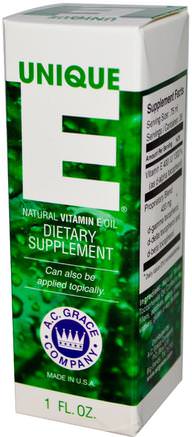 Unique E, Natural Vitamin E Oil, 1 fl oz by A.C. Grace Company-Hälsa, Hud, Vitamin E Oljekräm
