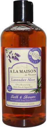 Bath & Shower Liquid Soap, Lavender Aloe, 16.9 fl oz (500 ml) by A La Maison de Provence-Bad, Skönhet, Tvål, Duschgel