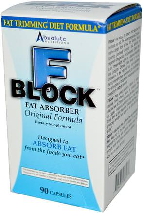 FBlock, Fat Absorber, 90 Capsules by Absolute Nutrition-Hälsa, Kost, Viktminskning, Fettbrännare