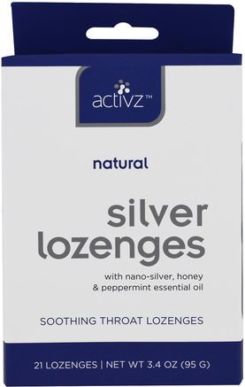 Natural Silver Lozenges, 21 Lozenges, 3.4 oz (95 g) by Activz-Kosttillskott, Kolloidalt Silver, Kall Influensa Och Viral Halsbehandling