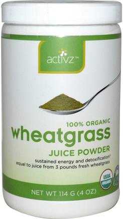 Organic Wheatgrass Juice Powder, 4 oz (114 g) by Activz-Kosttillskott, Superfoods, Vete Gräs