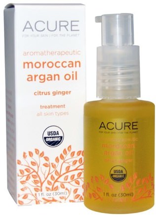 Aromatherapeutic Moroccan Argan Oil, Citrus Ginger, 1 fl oz (30 ml) by Acure Organics-Bad, Skönhet, Argan