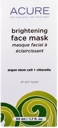 Brightening Face Mask, 1.7 oz (50 ml) by Acure Organics-Bad, Skönhet, Argan, Ansiktsvård, Hud