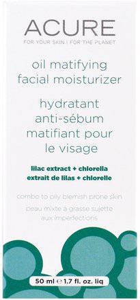 Oil Matifying Facial Moisturizer, Lilac Extract + Chlorella, 1.7 fl oz (50 ml) by Acure Organics-Bad, Skönhet, Argan, Hud, Krämer Dag