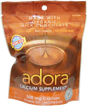Calcium Supplement, Milk Chocolate, 30 Disks by Adora-Kosttillskott, Mineraler, Kalcium, Tuggbar Kalcium