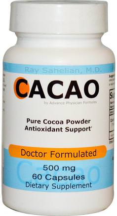 Cacao, 500 mg, 60 Capsules by Advance Physician Formulas-Hälsa, Energi, Kosttillskott, Antioxidanter