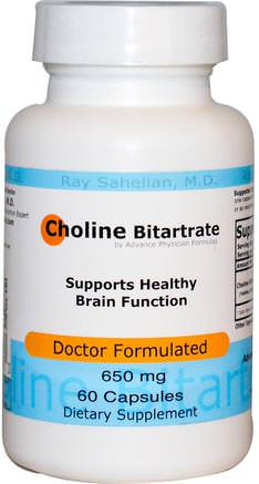 Choline Bitartrate, 650 mg, 60 Capsules by Advance Physician Formulas-Vitaminer, Kolin