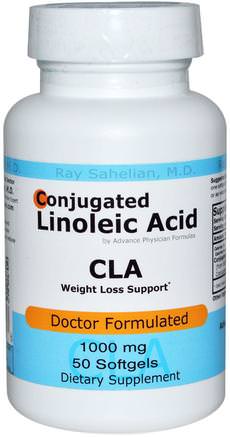 CLA, Conjugated Linoleic Acid, 1000 mg, 50 Softgels by Advance Physician Formulas-Viktminskning, Kost, Cla (Konjugerad Linolsyra), Hälsa