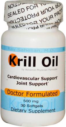Krill Oil, 500 mg, 30 Softgels by Advance Physician Formulas-Kosttillskott, Efa Omega 3 6 9 (Epa Dha), Krillolja
