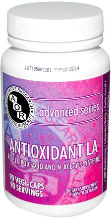 Advanced Series, Antioxidant LA, 90 Veggie Caps by Advanced Orthomolecular Research AOR-Kosttillskott, Aminosyror, Nac (N Acetylcystein)