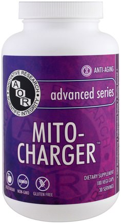Advanced Series, Mito-Charger, 180 Veggie Caps by Advanced Orthomolecular Research AOR-Kosttillskott, Koenzym Q10, Coq10