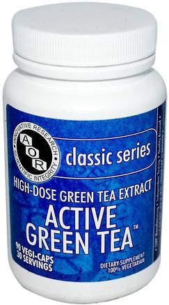 Classic Series, Active Green Tea, 90 Veggie Caps by Advanced Orthomolecular Research AOR-Kosttillskott, Antioxidanter, Grönt Te