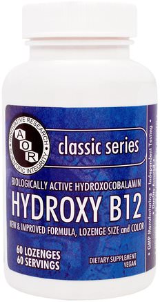 Classic Series, Hydroxy B12, 60 Lozenges by Advanced Orthomolecular Research AOR-Vitaminer, Vitamin B, Vitamin B12
