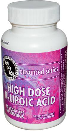 High Dose R-Lipoic Acid, 60 Veggie Caps by Advanced Orthomolecular Research AOR-Kosttillskott, Antioxidanter, Liposyra