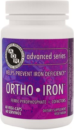 Ortho-Iron, 60 Veggie Caps by Advanced Orthomolecular Research AOR-Kosttillskott, Mineraler, Järn