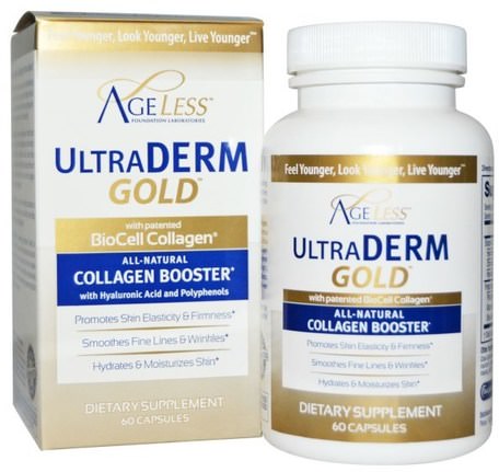 UltraDerm Gold, Collagen Booster, 60 Capsules by Ageless Foundation Laboratories-Hälsa, Kvinnor, Hyaluron, Hud